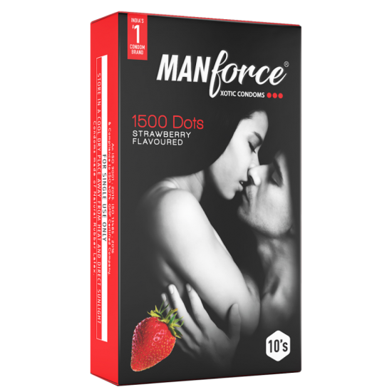 MANFORCE 1500 DOTS STRAWBERRY FLAVOURED CONDONDOMS 10 PCS PACK