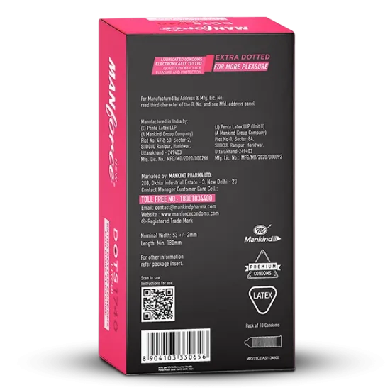 MANFORCE 1740 DOTS LITCHI FLAVOURED CONDOMS 10 PCS PACK