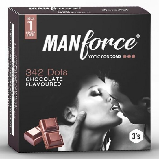 MANFORCE 342 DOTS CHOCOLATE FLAVOURED CONDONDOMS 3 PCS PACK