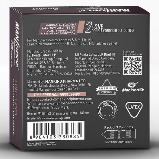 MANFORCE 342 DOTS CHOCOLATE FLAVOURED CONDONDOMS 3 PCS PACK