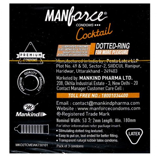 MANFORCE COCKTAIL CHOCOLATE & HAZELNUT FLAVOURED CONDOMS 3 PCS PACK