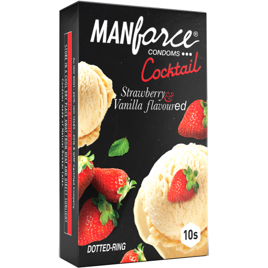 MANFORCE COCKTAIL STRAWBERYY & VANILLA FLAVOURED CONDOMS 10 PCS PACK