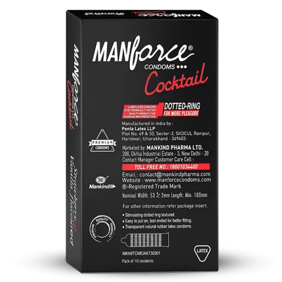 MANFORCE COCKTAIL STRAWBERYY & VANILLA FLAVOURED CONDOMS 10 PCS PACK