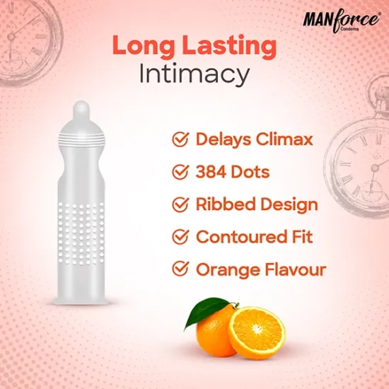 MANFORCE OVERTIME ORANGE FLAVOURED CONDOMS 10 PCS PACK