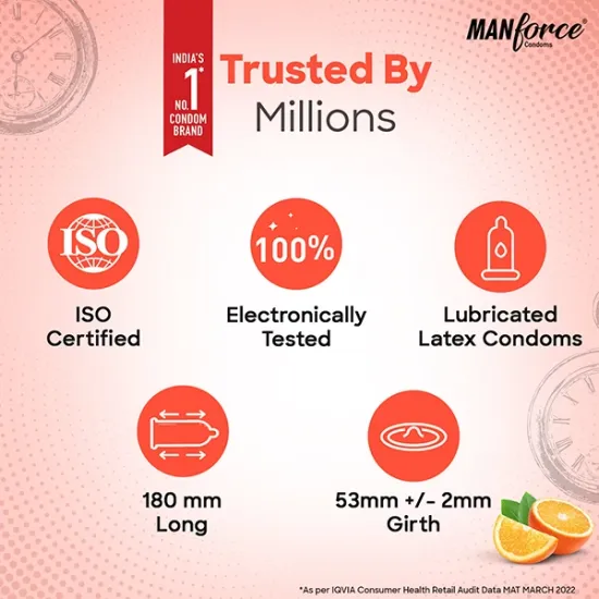 MANFORCE OVERTIME ORANGE FLAVOURED CONDOMS 10 PCS PACK