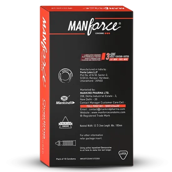 MANFORCE OVERTIME ORANGE FLAVOURED CONDOMS 10 PCS PACK