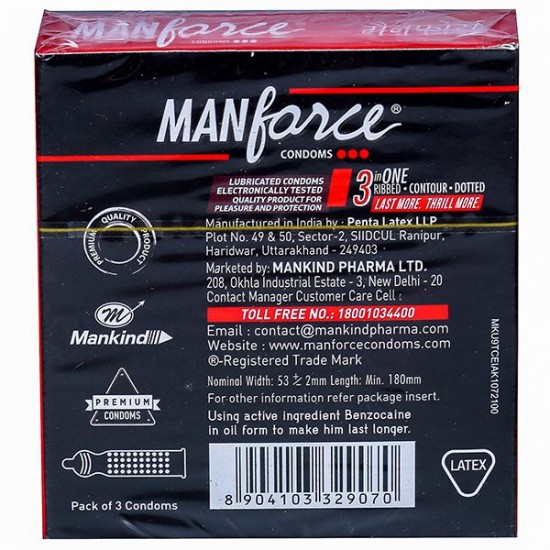 MANFORCE OVERTIME ORANGE FLAVOURED CONDOMS 3 PCS PACK