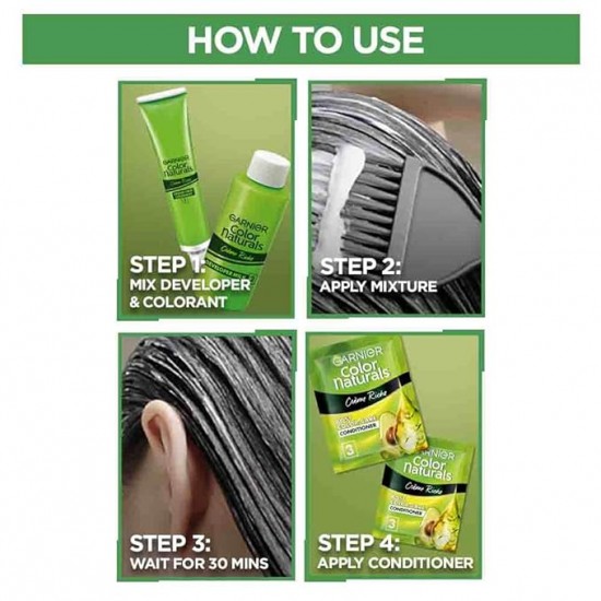 GARNIER COLOR NATURALS | CREM RICH | NO AMONIA | NOURISHING HAIR COLOR | SHADE - 4 BROWN | 35ML+30G
