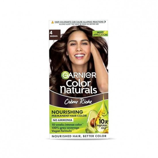 GARNIER COLOR NATURALS | CREM RICH | NO AMONIA | NOURISHING HAIR COLOR | SHADE - 4 BROWN | 35ML+30G