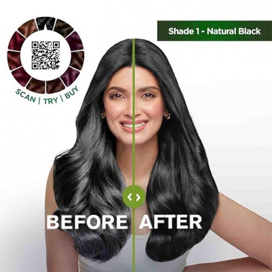 GARNIER COLOR NATURALS | CREM RICH | NO AMONIA | NOURISHING HAIR COLOR | SHADE - 1 NATURAL BLACK | 35ML+30G