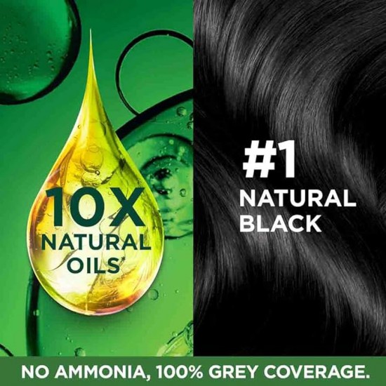 GARNIER COLOR NATURALS | CREM RICH | NO AMONIA | NOURISHING HAIR COLOR | SHADE - 1 NATURAL BLACK | 35ML+30G