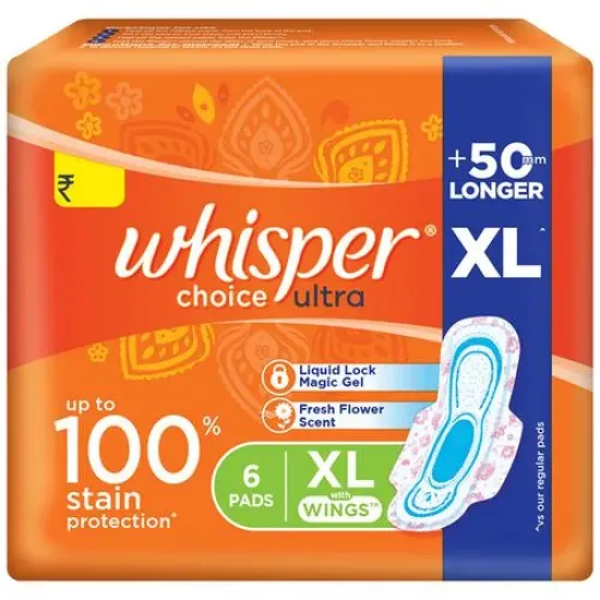 WHISPER CHOICE ULTRA XL 280MM SANITARY PAD 6PCS PACK