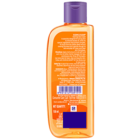 CLEAN & CLEAR FOAMING FACE WASH | NEW IMPROVED | NO ADDED PARABENS AND SULPHATES | 150 ML