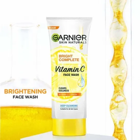 GARNIER BRIGHT COMPLETE VITAMIN C LEMON FACE WASH 100G