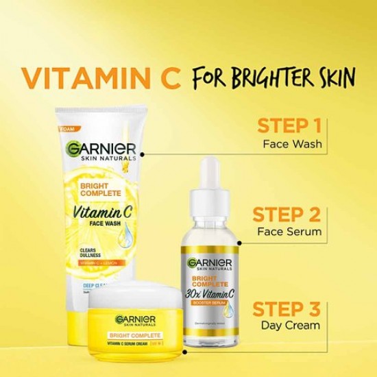 GARNIER BRIGHT COMPLETE VITAMIN C LEMON FACE WASH 100G
