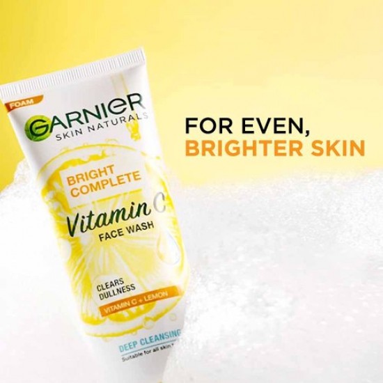 GARNIER BRIGHT COMPLETE VITAMIN C LEMON FACE WASH 100G