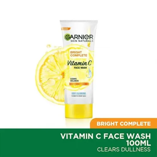 GARNIER BRIGHT COMPLETE VITAMIN C LEMON FACE WASH 100G