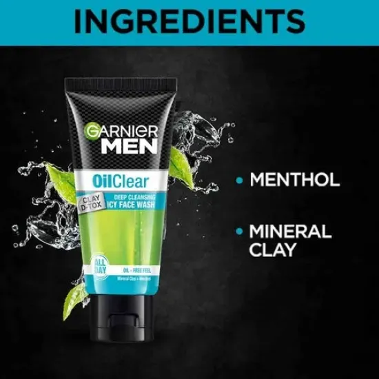 GARNIER MEN OIL CLEAR DEEP CLEASING WITH CLAY D-TOX FACE WASH 50G