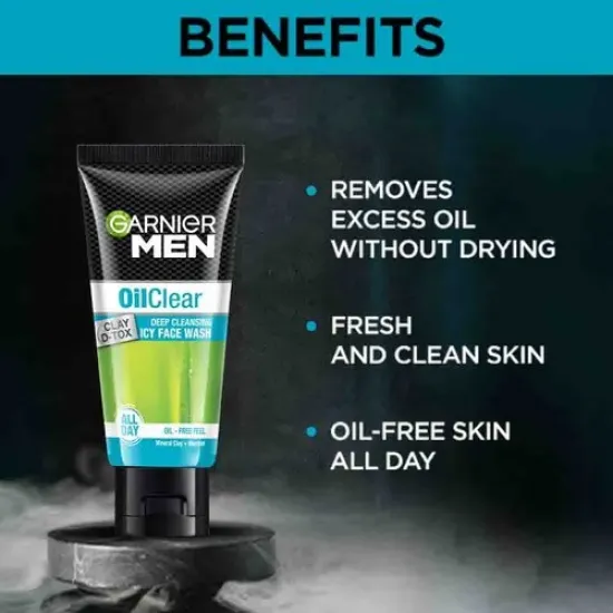 GARNIER MEN OIL CLEAR DEEP CLEASING WITH CLAY D-TOX FACE WASH 50G