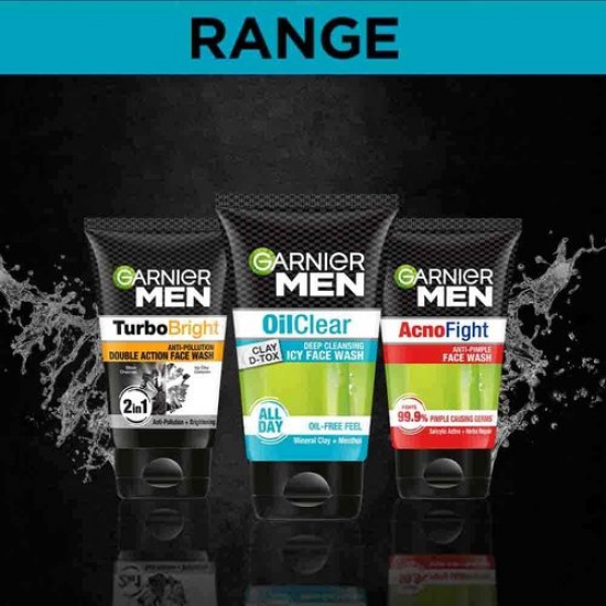 GARNIER MEN TURBO BRIGHT ANTI-POLLUTION DOUBLE ACTION FACE WASH 50G