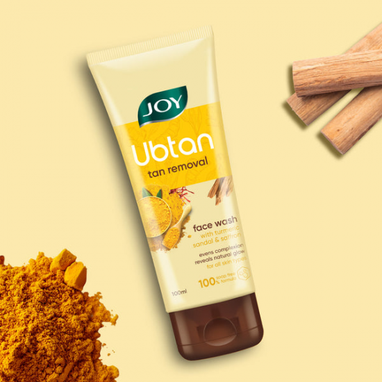 JOY UBTAN FACE WASH | TAN REMOVAL + BLEMISH MINIMIZING | WITH TURMERIC SANDAL & SAFFRON | 100ML