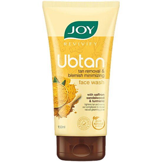 JOY UBTAN FACE WASH | TAN REMOVAL + BLEMISH MINIMIZING | WITH TURMERIC SANDAL & SAFFRON | 100ML
