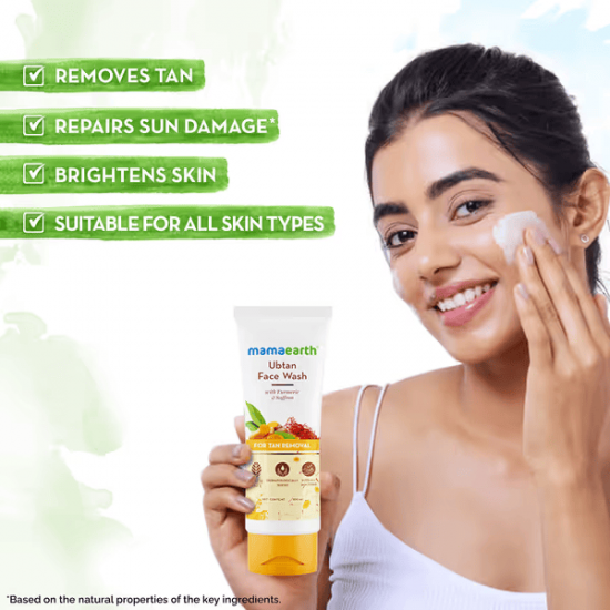 MAMA EARTH UBTAN FACE WASH | WITH TURMERIC & SAFFRON | FOR TAN REMOVAL | 50 G FACE WASH