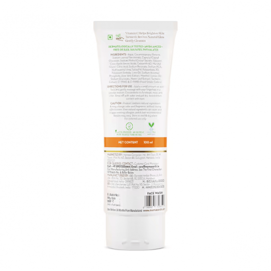 MAMA EARTH VITAMIN C FACE WASH | WITH VITAMIN C & TURMERIC | FOR SKIN ILLUMINATION | 100 G FACE WASH 