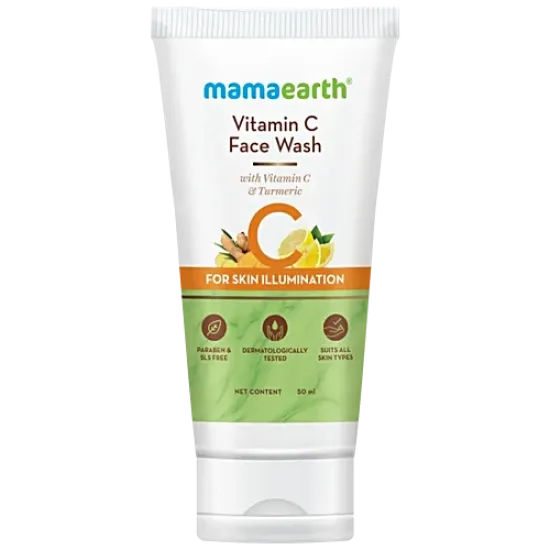 MAMA EARTH VITAMIN C FACE WASH | WITH VITAMIN C & TURMERIC | FOR SKIN ILLUMINATION | 50 G FACE WASH 