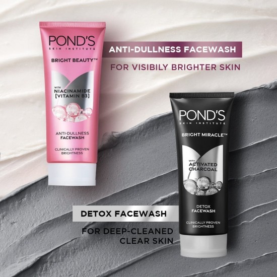 PONDS BRIGHT MIRACLE FACE WASH | WITH ACTIVATED CHARCOAL | DETOX FACE WASH | 50 G 