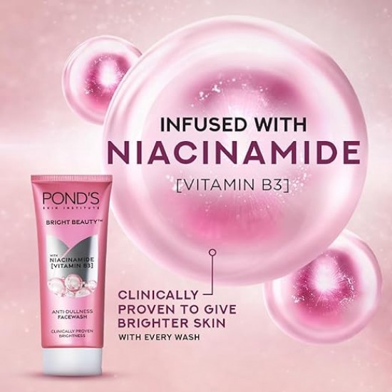 PONDS BRIGHT BEAUTY FACE WASH | FOR BRIGHTNESS | WITH NIACINAMIDE VITAMIN B3 | ANTI-DULLNESS FACE WASH 100 G