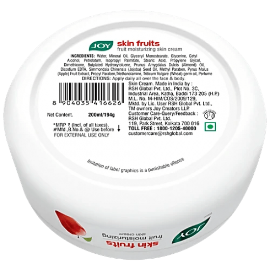 JOY SKIN FRUITS MOISTURIZER SKIN CREAM | APPLE FLAVOURED CREAM | WITH JOJOBA OIL & ALMOND OIL | ALL SKIN TYPES | 100ML
