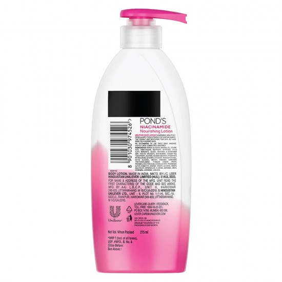 PONDS NIACINAMIDE | SOFT GLOWING SKIN | 3X MOISTIRIZATION | NON-STICKY NOURISHING BODY LOTION | 275 ML