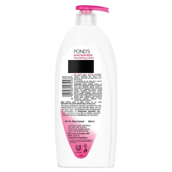 PONDS NIACINAMIDE | SOFT GLOWING SKIN | 3X MOISTIRIZATION | NON-STICKY NOURISHING BODY LOTION | 600 ML