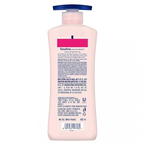VASELINE HEALTHI BRIGHT | DAILY BRIGHTENING  | WITH VITAMIN B3 | EVEN TONE | BODY LOTION 400 ML